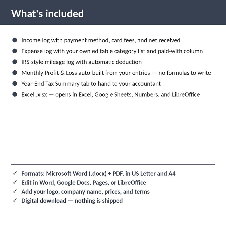 Locksmith Bookkeeping, Expense & Mileage Tracker Spreadsheet | Excel + Google Sheets | Instant Download image 2