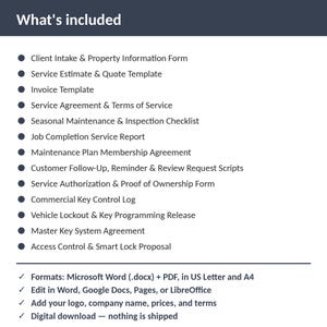 Locksmith Complete Business Forms Kit | 13 Editable Templates: Authorization, Invoice, Agreement, Key Log + More | Word + PDF zdjęcie 2