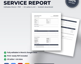 Locksmith Job Completion Service Report | Editable Word + PDF | US Letter + A4 | Instant Download