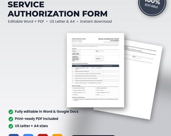 Locksmith Service Authorization & Proof of Ownership Form | Editable Word + PDF | US Letter + A4 | Instant Download