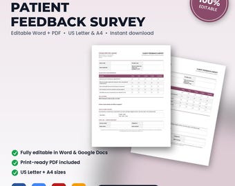 Med Spa Feedback Survey & Review Request Form | Editable Word + PDF (US Letter, A4)