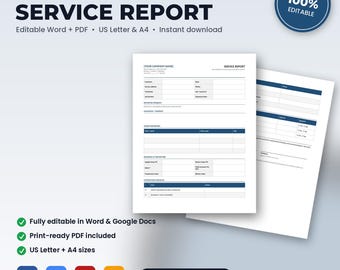 Abschlussbericht für Heizungs-, Lüftungs- und Klimatechnik-Aufträge | Bearbeitbares Word- und PDF-Format | US Letter und A4 | Sofort-Download