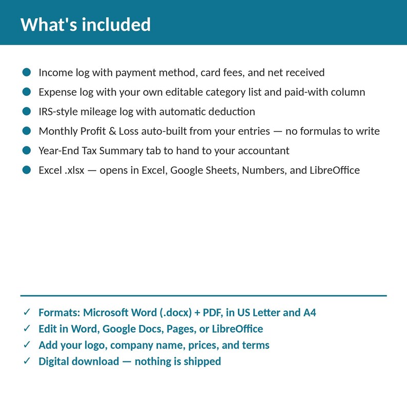 Pool Service Bookkeeping, Expense & Mileage Tracker Spreadsheet | Excel + Google Sheets | Instant Download image 2