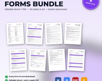 Chiropractic Office Forms Bundle | 8 Editable Templates: Intake, Consent, Policies, Checklists, Scripts, SOP | Word + PDF