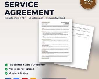 Pest Control Service Agreement Template | Editable Word + PDF (US Letter, A4)