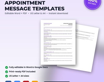 Chiropractic Office Appointment Confirmation, Reminder, No-Show & Recall Message Templates | Editable Word + PDF | Instant Download