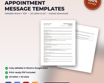 Home Health Agency Appointment Confirmation, Reminder, No-Show & Recall Message Templates | Editable Word + PDF | Instant Download