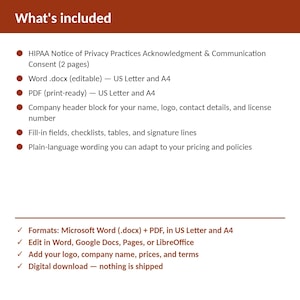 Home Health Agency HIPAA Notice of Privacy Practices Acknowledgment & Communication Consent | Editable Word + PDF | Instant Download imagen 2