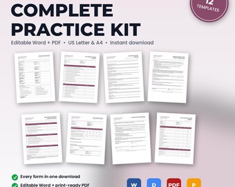Med Spa Complete Practice Kit | 12 Editable Forms: Intake, Consents, HIPAA, Policies, Checklists, Scripts | Word + PDF