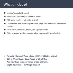 Locksmith Invoice Template | Editable Word + PDF | US Letter + A4 | Instant Download imagem 2