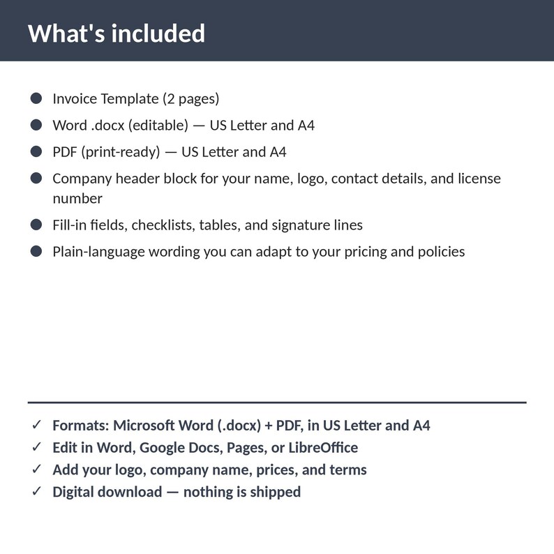 Locksmith Invoice Template | Editable Word + PDF | US Letter + A4 | Instant Download imagem 2