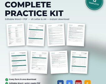 IV Hydration Clinic Complete Practice Kit | 12 Editable Forms: Intake, Consents, HIPAA, Policies, Checklists, Scripts | Word + PDF