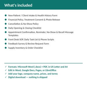 IV Hydration Clinic Forms Bundle | 8 Editable Templates: Intake, Consent, Policies, Checklists, Scripts, SOP | Word + PDF imagen 2