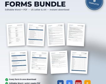 Dental Office Forms Bundle | 8 Editable Templates: Intake, Consent, Policies, Checklists, Scripts, SOP | Word & PDF