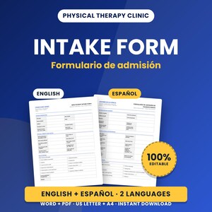 Editable Physical Therapy Client Intake Form | Health History, Medications, Allergies (Word + PDF)