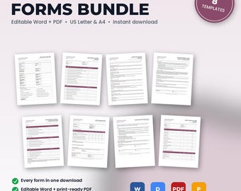 Med Spa Forms Bundle | 8 Editable Templates: Intake, Consent, Policies, Checklists, Scripts, SOP | Word & PDF