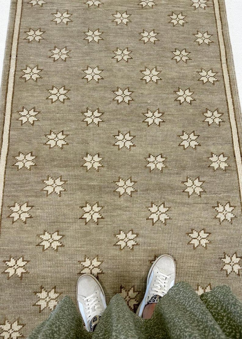 8x10 Neutral Beige Oushak Rug, Hand-knotted Wool Area Rug, Ivory ...