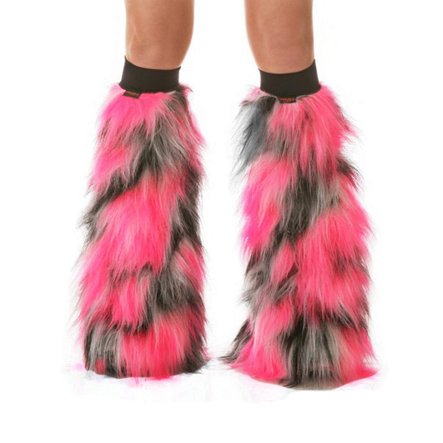 Furry Leg Warmers Pink White Black Fuzzy Boot Covers Rave Etsy