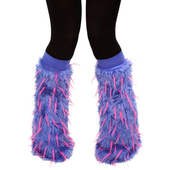 Blue Rave Fluffies with Pink Spikes Fluffy Leg Warmers | Etsy