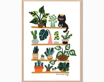 PLANTS | Shelfie With Kitty Cat Poster