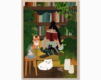 PLANT LADY | Cats and Books Poster