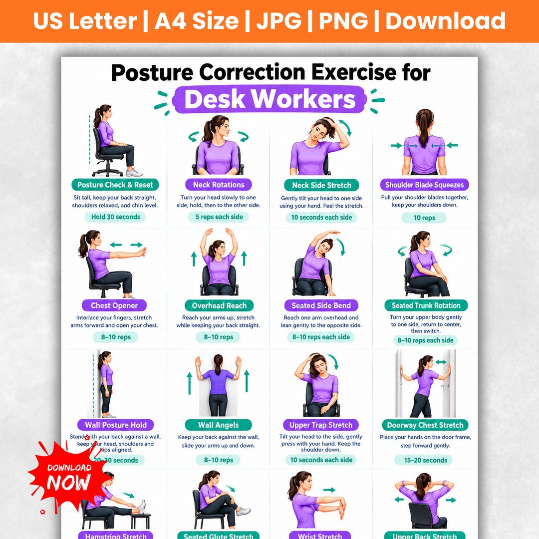 Static Stretch Routine Good Posture Exercises for Desk Workers, Posture Correction Exercise ...