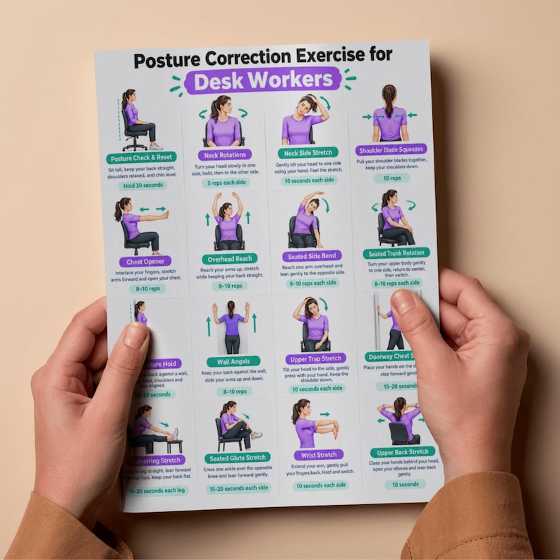 Static Stretch Routine Good Posture Exercises for Desk Workers, Posture Correction Exercise ...