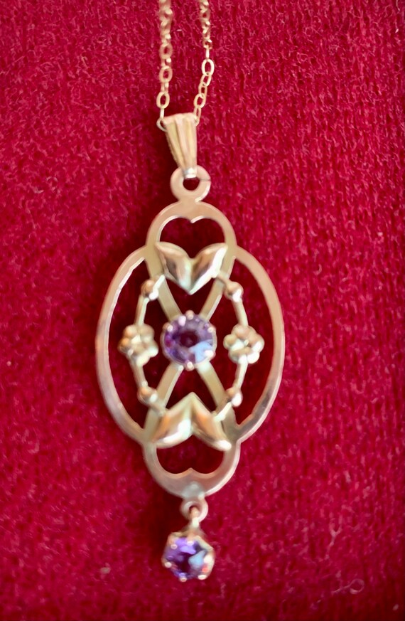 Gold - Edwardian 9ct Gold and Amethyst Necklace o… - image 9