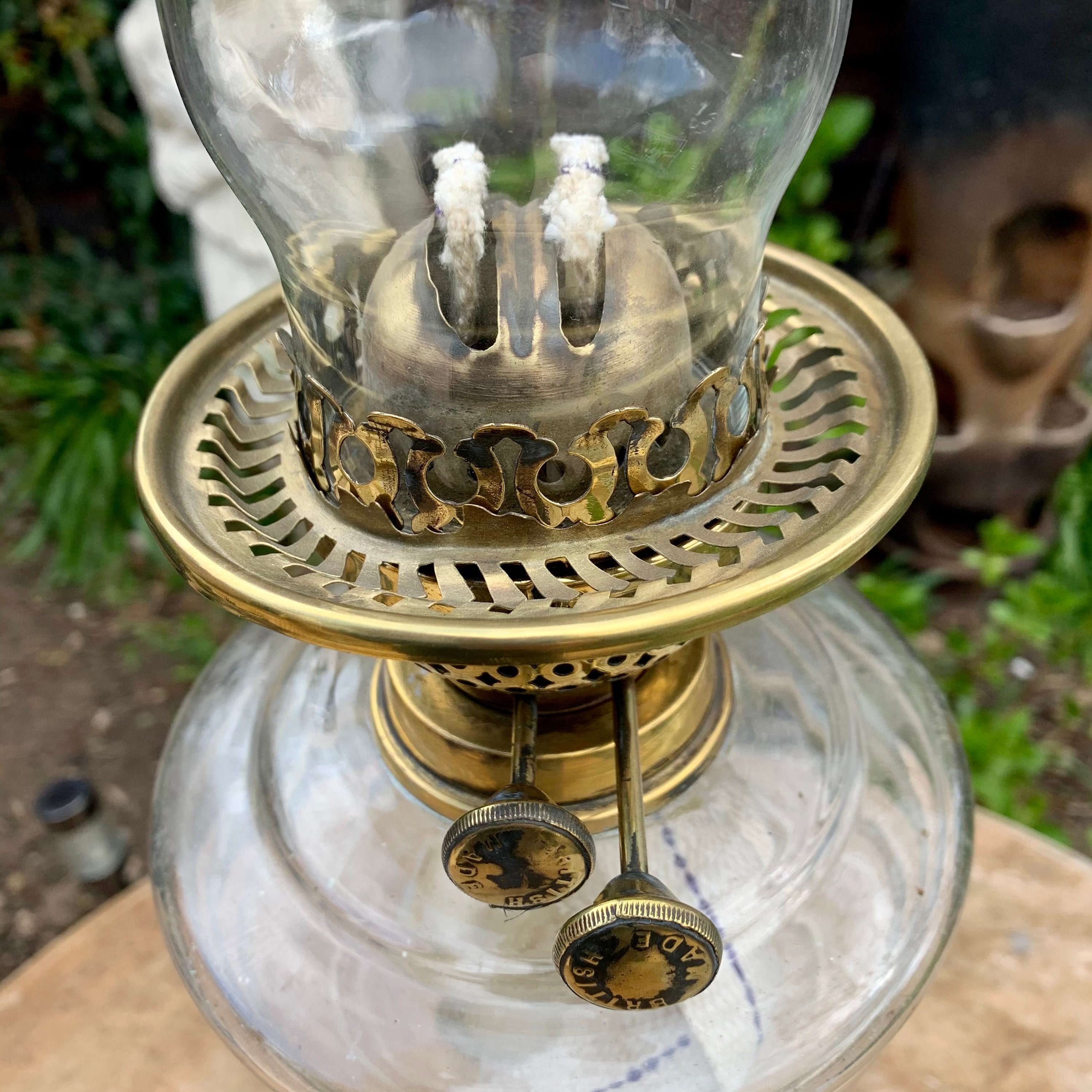 Victorian Brass and Glass Oil Lamp Etsy UK