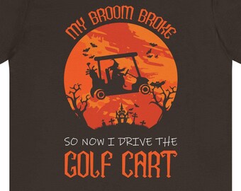 Halloween Witch Drives a Golf Cart/Unisex Jersey Short Sleeve Tee