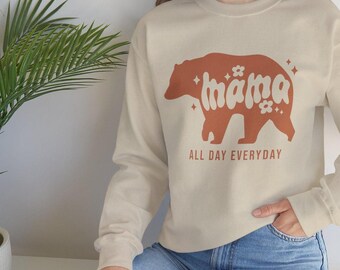 Mama Bear Sweatshirt: Embroidered Mom Pullover - Unisex Crewneck