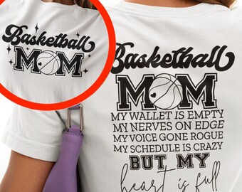 Basketball Mom Heart is Full T-shirt, Sports Mom - Mother's Day Gift, Athletics Clothing Tee, Sporty Top