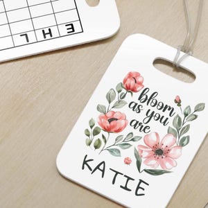 Custom name Swim Reusable swim meet heat Tags/ gift for swimmer/ swim bag tag/ swim tag-Bloom as you are