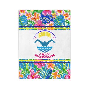 Personalized Lilly9 Blanket for swimmer - Custom Swimming Blanket, Swim Team Present