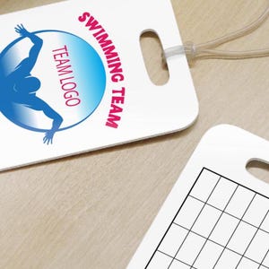 Custom Swim Team with logo Reusable swim meet heat Tags