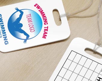Etiquetas de clasificación para competición de natación reutilizables con logotipo personalizado