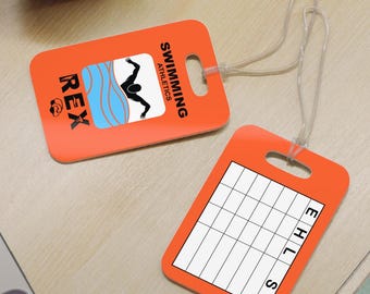 Orange Custom Reusable swim meet heat Tags