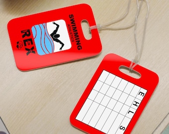 Red  Custom Reusable swim meet heat Tags