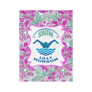 Personalized Lilly2 Blanket for swimmer - Custom Swimming Blanket, Swim Team Present