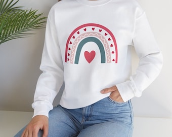 Love Rainbow Sweatshirt /Valentine's Day Crewneck Sweatshirt