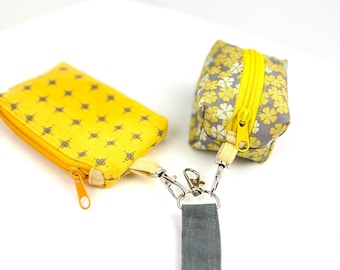 Handmade Cotton Linen Wristlet Wallet & Coin Pouch Set