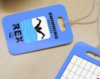 Custom Reusable swim meet heat Tags/Light Blue