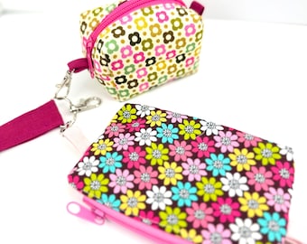Handmade Floral Wristlet Wallet and Coin Pouch Set