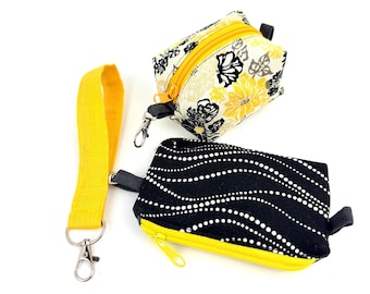 Handmade Cotton Linen Wristlet Wallet Coin Pouch Set | Detachable Zipper Organizer