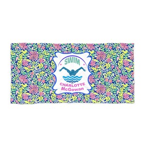 Personalized Lilly1 Beach Towel - Custom Swim Blanket, Swim Team Present, Beach Accessories, Pool Towel, Summer Gift