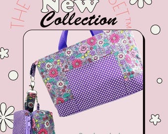 The Grab & Go Set™/Tote Bag Set with Wristlet Keychain | Floral ID Wallet.Handmade Wristlet Pouch.Gift for her |