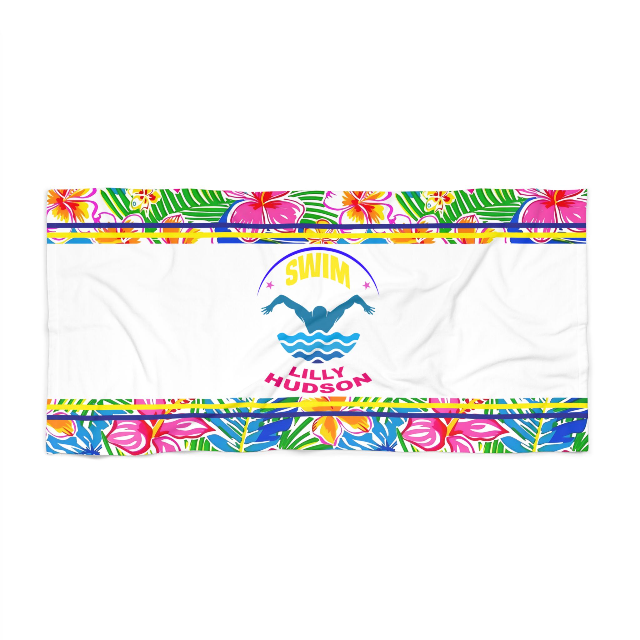 Personalized Lilly9 Beach Towel - Custom Swim Blanket, Swim Team Present, Beach Accessories, Pool Towel, Summer Gift