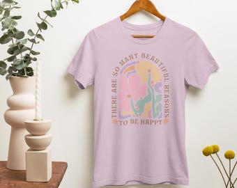Boho Floral Quote T-Shirt: Positive Vibes Graphic Tee