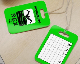 Green Custom Reusable swim meet heat Tags