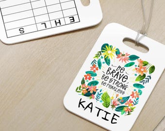 Custom name Swim Reusable swim meet heat Tags/ gift for swimmer/ swim bag tag/ swim tag-Be brave, be strong, be fearless